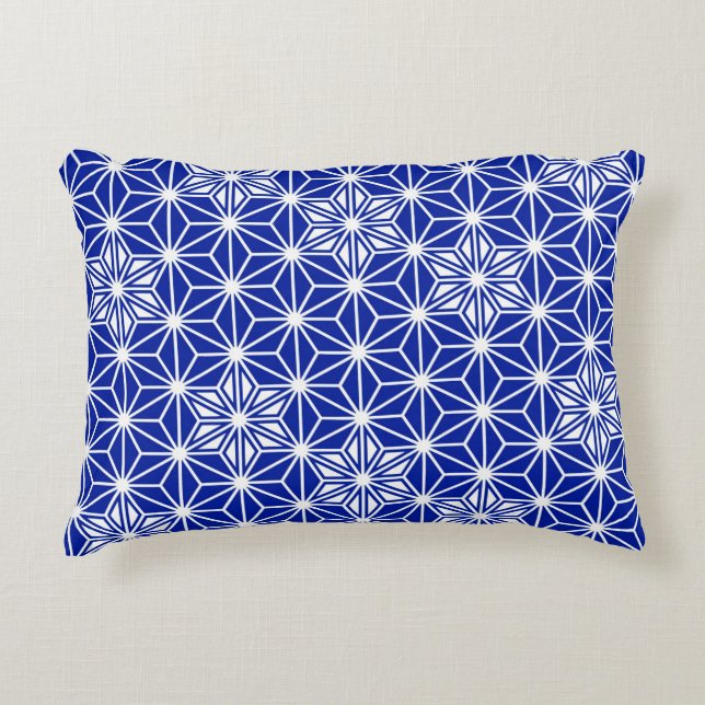 Japanese Asanoha pattern - cobalt blue Accent Pillow (Front)