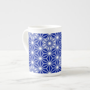 Japanese Asanoha pattern - cobalt blue Bone China Mug