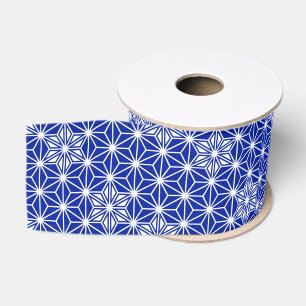 Japanese Asanoha pattern - cobalt blue Grosgrain Ribbon