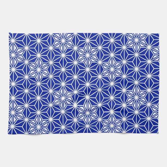 Japanese Asanoha pattern - cobalt blue Kitchen Towel (Horizontal)