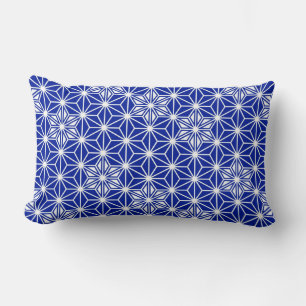 Japanese Asanoha pattern - cobalt blue Lumbar Pillow