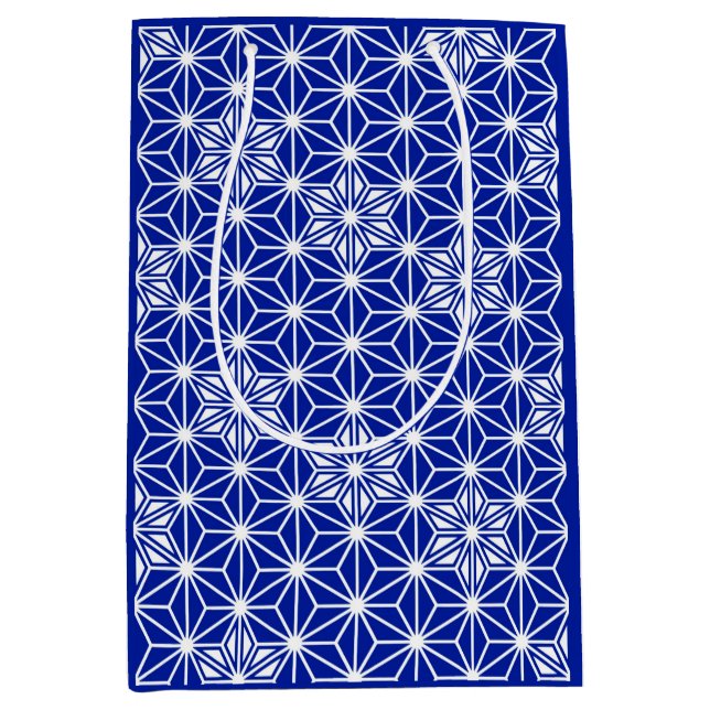 Japanese Asanoha pattern - cobalt blue Medium Gift Bag (Front)