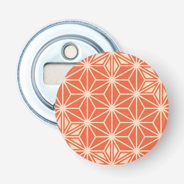 Japanese Asanoha pattern - coral orange Bottle Opener (Front)