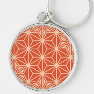 Japanese Asanoha pattern - coral orange Keychain