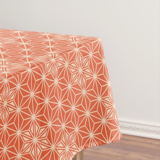 Japanese Asanoha pattern - coral orange Tablecloth (In Situ)