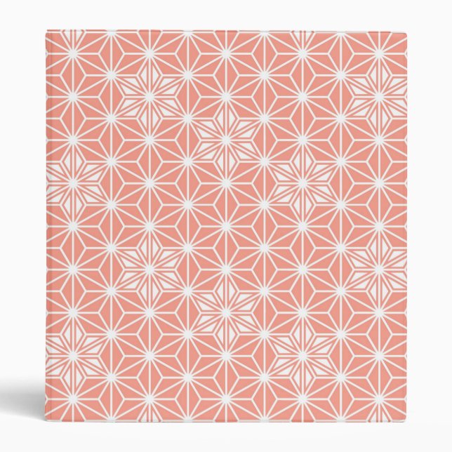 Japanese Asanoha pattern - coral pink Binder (Front)