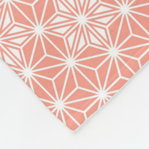 Japanese Asanoha pattern - coral pink Fleece Blanket