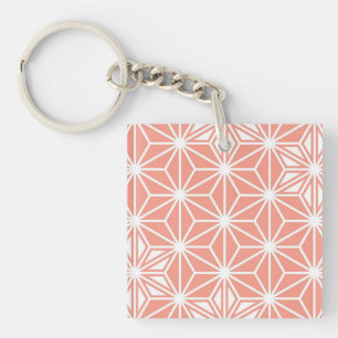 Japanese Asanoha pattern - coral pink Keychain