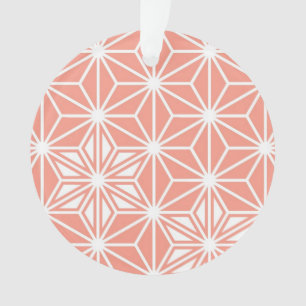 Japanese Asanoha pattern - coral pink Ornament