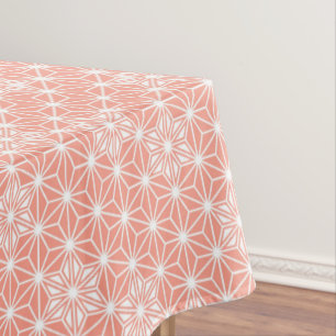 Japanese Asanoha pattern - coral pink Tablecloth