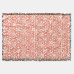 Japanese Asanoha pattern - coral pink Throw Blanket