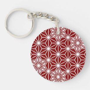 Japanese Asanoha pattern - dark red Keychain