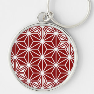 Japanese Asanoha pattern - dark red Keychain