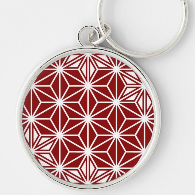 Japanese Asanoha pattern - dark red Keychain (Front)