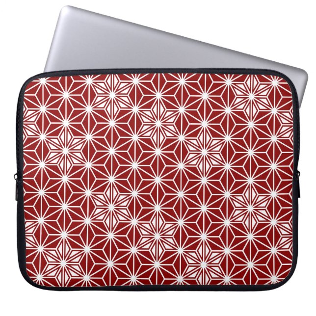 Japanese Asanoha pattern - dark red Laptop Sleeve (Front)