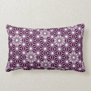 Japanese Asanoha pattern - eggplant purple Lumbar Pillow