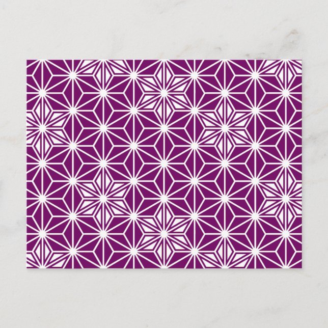 Japanese Asanoha pattern - eggplant purple Postcard (Front)