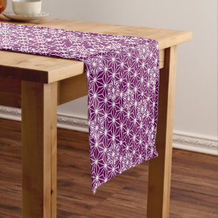 Japanese Asanoha Pattern, Eggplant Purple Short Table Runner