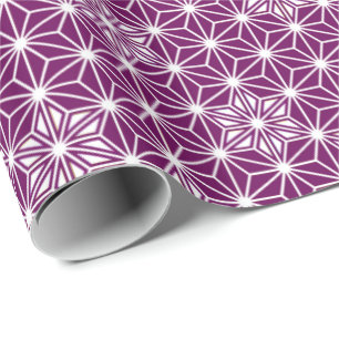 Japanese Asanoha pattern - eggplant purple Wrapping Paper