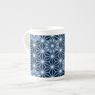Japanese Asanoha pattern - indigo blue Bone China Mug