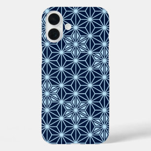 Japanese Asanoha pattern - indigo blue iPhone 16 Plus Case