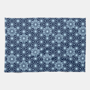 Japanese Asanoha pattern - indigo blue Kitchen Towel