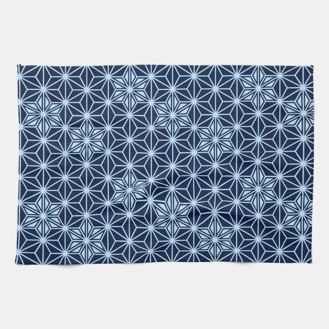 Japanese Asanoha pattern - indigo blue Kitchen Towel (Horizontal)