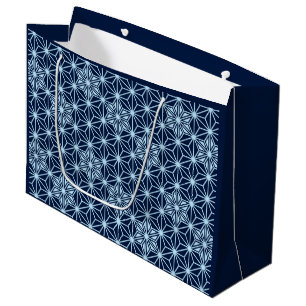 Japanese Asanoha pattern - Indigo Blue Large Gift Bag