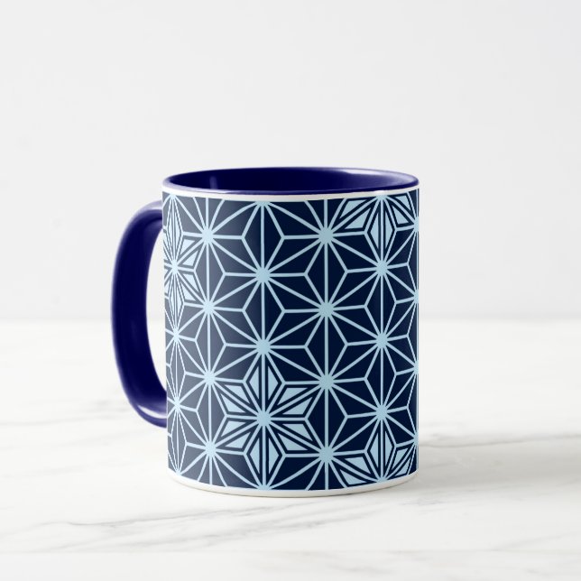 Japanese Asanoha pattern - indigo blue Mug (Front Left)