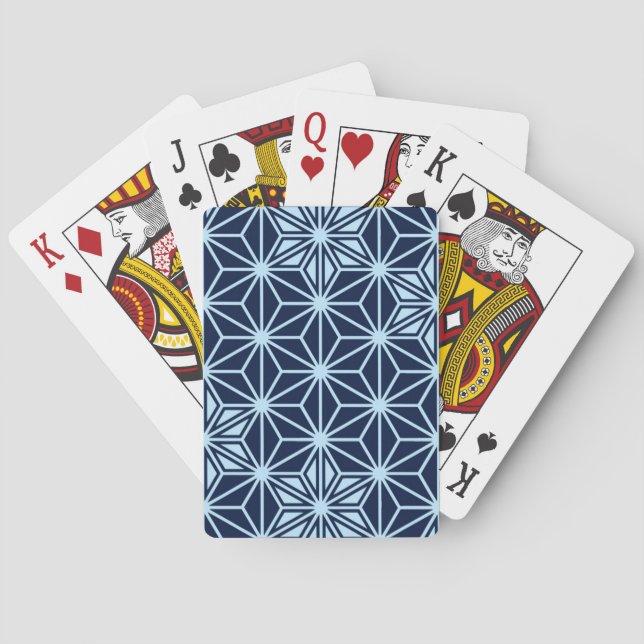 Japanese Asanoha pattern - indigo blue Playing Cards (Back)