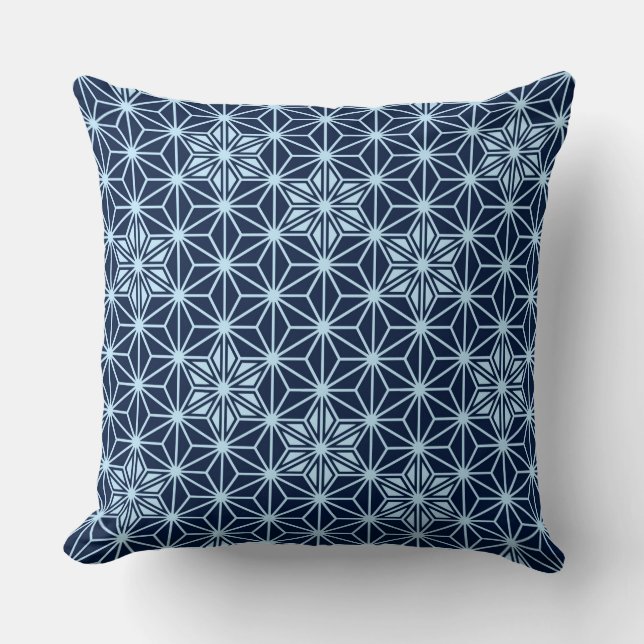 Japanese Asanoha pattern - indigo blue Throw Pillow (Front)