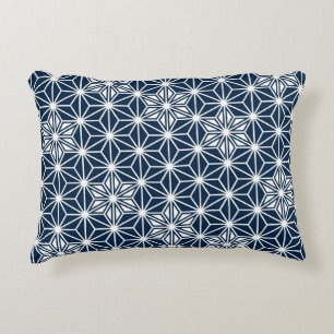 Japanese Asanoha pattern - indigo blue & white Accent Pillow