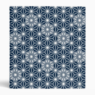Japanese Asanoha pattern - indigo blue & white Binder