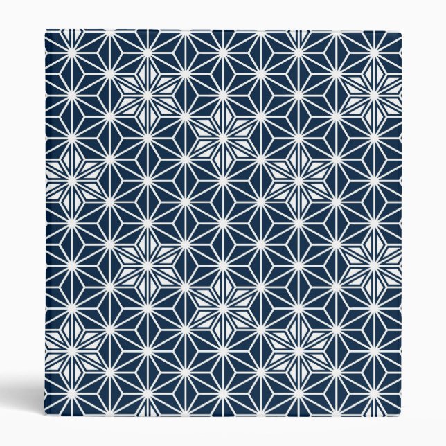 Japanese Asanoha pattern - indigo blue & white Binder (Front)