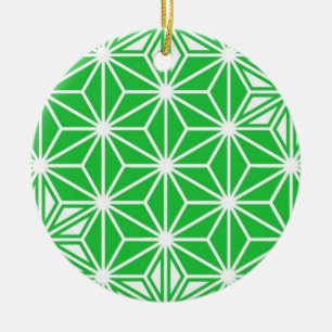 Japanese Asanoha pattern - jade green Ceramic Ornament