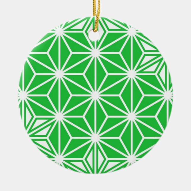 Japanese Asanoha pattern - jade green Ceramic Ornament (Front)