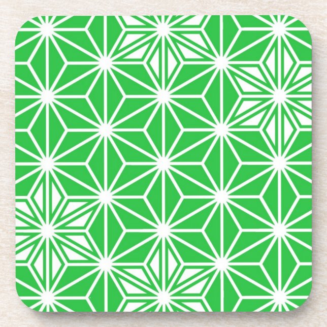 Japanese Asanoha pattern - jade green Coaster (Front)