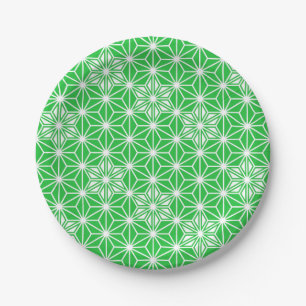Japanese Asanoha pattern - jade green Paper Plate