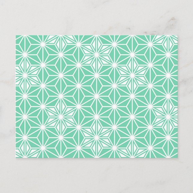 Japanese Asanoha pattern - light aqua Postcard (Front)