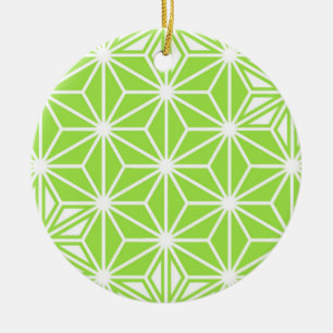 Japanese Asanoha pattern - light lime green Ceramic Ornament