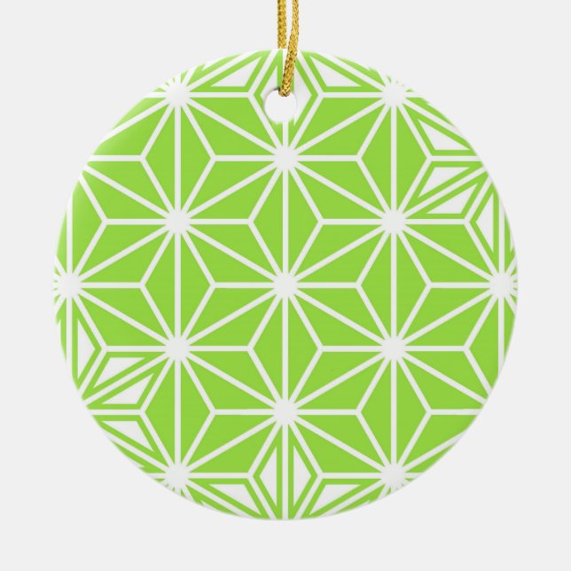 Japanese Asanoha pattern - light lime green Ceramic Ornament (Front)