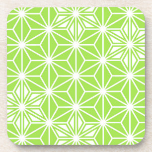 Japanese Asanoha pattern - light lime green Coaster