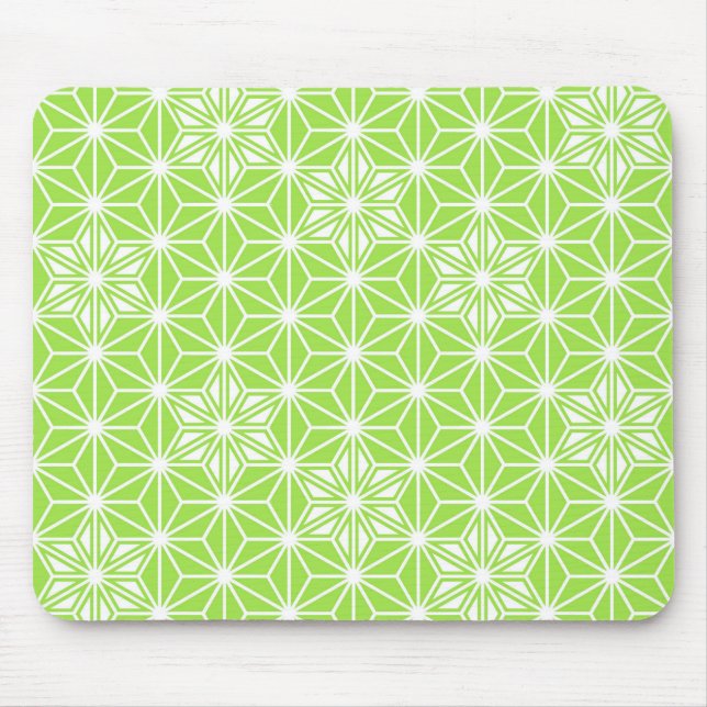 Japanese Asanoha pattern - light lime green Mouse Pad (Front)