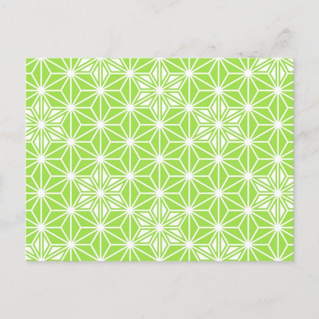 Japanese Asanoha pattern - light lime green Postcard (Front)