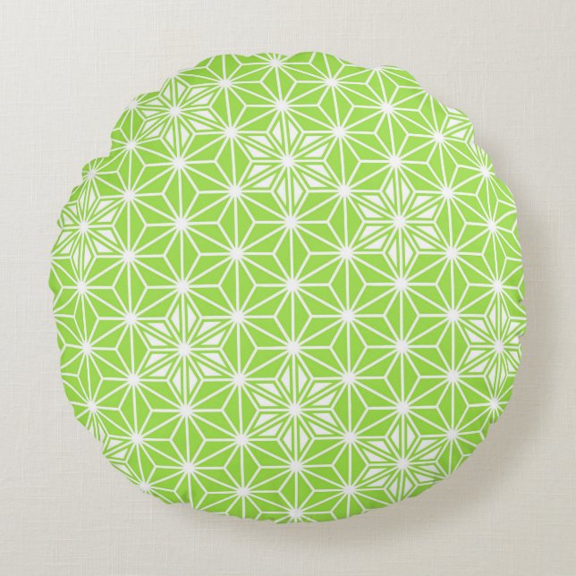 Japanese Asanoha pattern - light lime green Round Pillow (Front)
