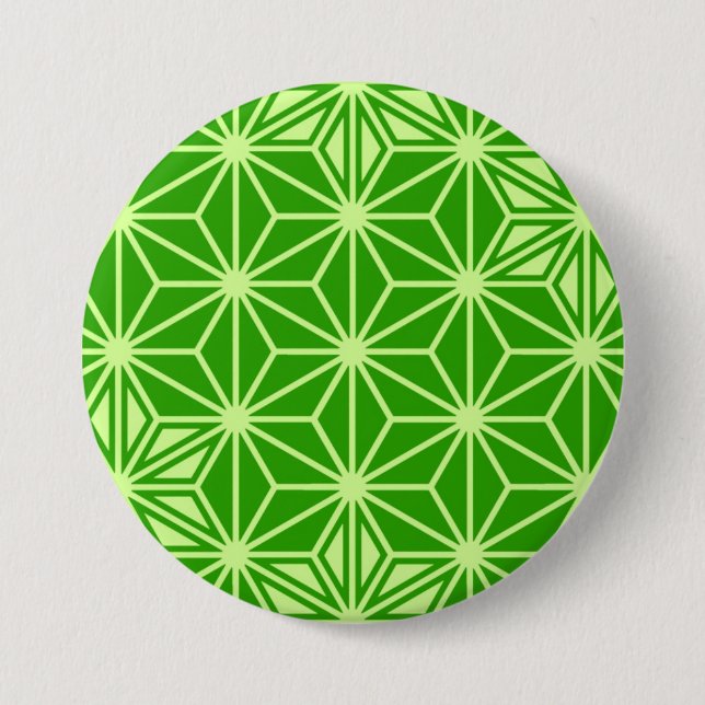 Japanese Asanoha pattern - lime green 3 Inch Round Button (Front)
