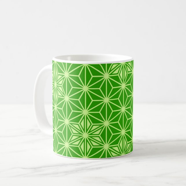 Japanese Asanoha pattern - lime green Coffee Mug (Front Left)