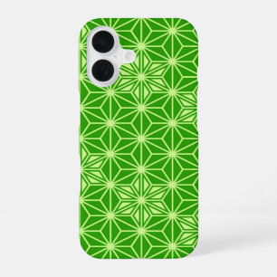 Japanese Asanoha pattern - lime green iPhone 16 Case