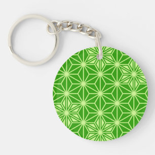 Japanese Asanoha pattern - lime green Keychain