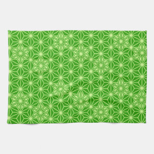 Japanese Asanoha pattern - lime green Kitchen Towel